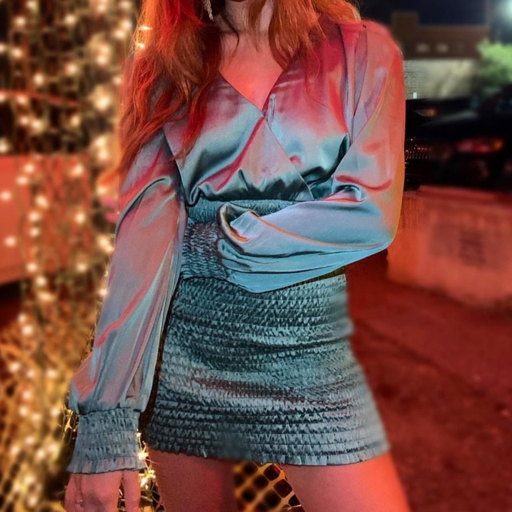 Green Smocked Dress | Green Long Sleeve Dress